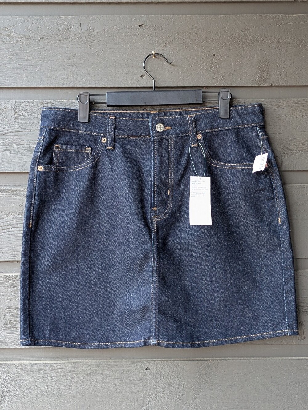 NWT Old Navy High-Rise Dark Indigo Blue Denim Skirt Secret Smooth Pockets Size 8